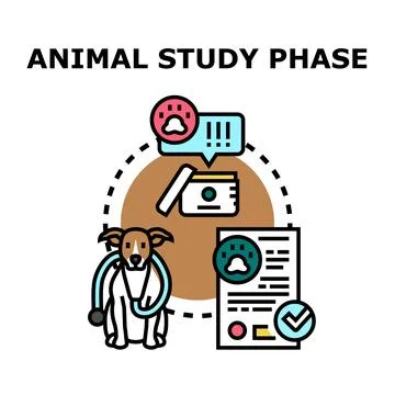 Animal study phase researching veterinary medical testing process Stock Illustration