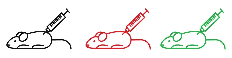 Animal testing icon featuring lab mice and test tubes, ideal for scientific.. Stock Illustration
