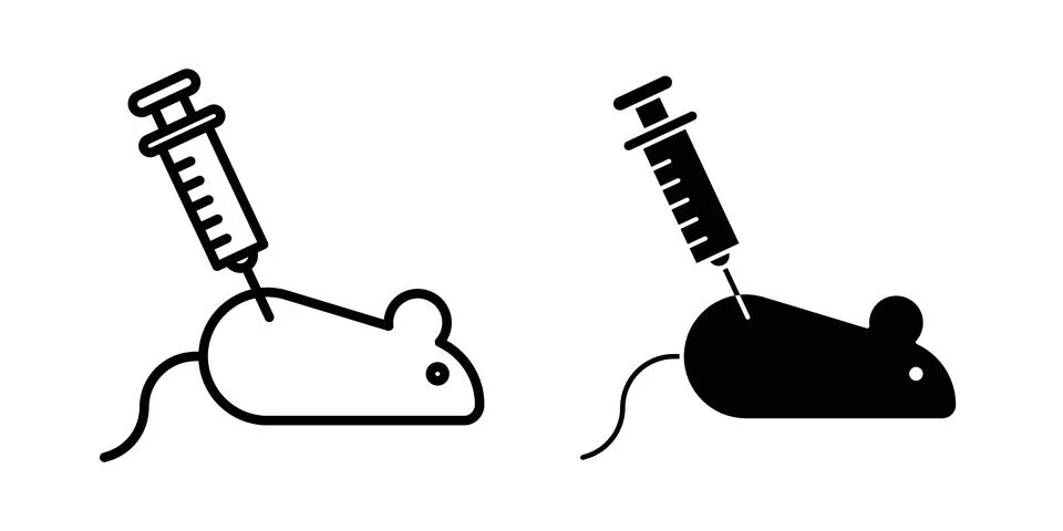 Animal testing icon vectors. Illustrations in black Stock Illustration