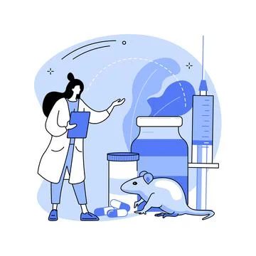 Animal testing of medicines abstract concept vector illustration. 스톡 일러스트