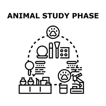 Animal testing study phase researching cosmetic products 스톡 일러스트