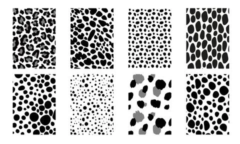 Animal texture skin seamless pattern set. Black safari fashion print collecti Stock Illustration