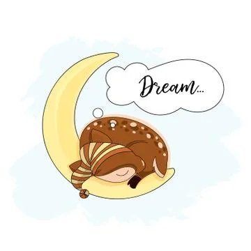 Animal Vector Illustration Set MOON DEER Illustrazione stock