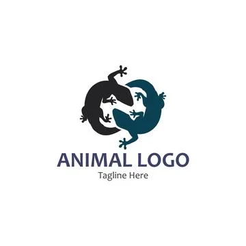 Animal vector lizard salamander gecko crocodile and reptiles design logo Illustrazione stock