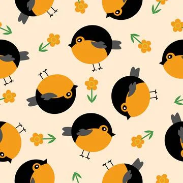 Animal vector orange bird pattern Stock Illustration