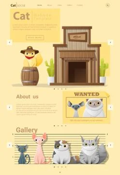 Animal website template  banner and infographic with Cat Stock Illustration
