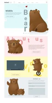 Animal website template with cute Bears Stock Illustration