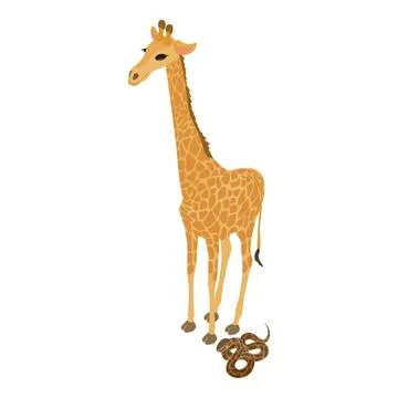 Animal welfare icon isometric vector. Boa constrictor near giraffe animal icon Stock Illustration