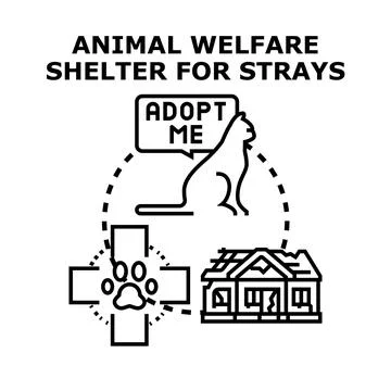 Animal welfare shelter program for stray pets adoption Stock Illustration