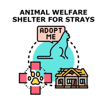 Animal welfare shelter program for stray pets adoption Stock Illustration