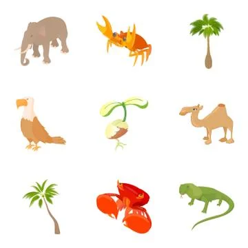 Animality icons set, cartoon style Illustrazione stock