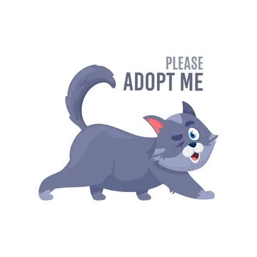 Animals adoption, isolated vector funny cat wink Ilustración de archivo