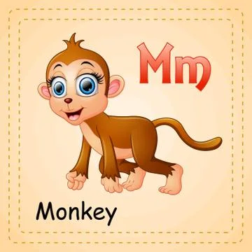Animals alphabet: M is for Monkey Stock Illustration