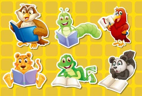 Animals and book Stock Illustration