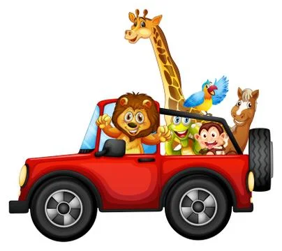 Animals and car Illustrazione stock