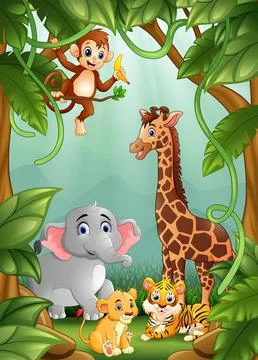 The animals are in the jungle Stock Illustration