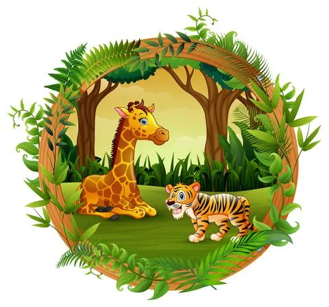 Animals are playing together Stock Illustration