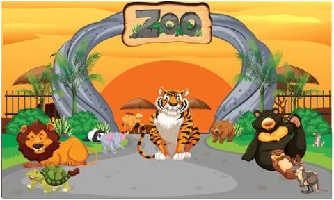 Animals are in the zoo Stock Illustration