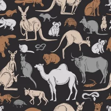 Animals  of Australia. Vector  pattern. イラスト素材