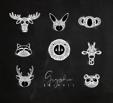 Animals authentic graphic 스톡 일러스트
