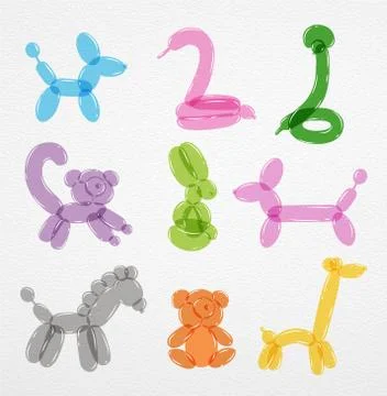 Animals balloons set Stock Illustration