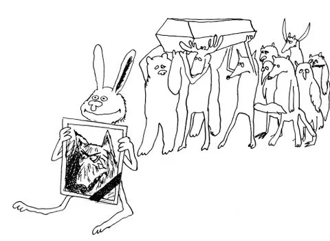 Animals Bury The Wolf Scetch Stock Illustration