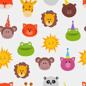 Animals carnival mask vector set festival decoration masquerade seamless pattern 스톡 일러스트