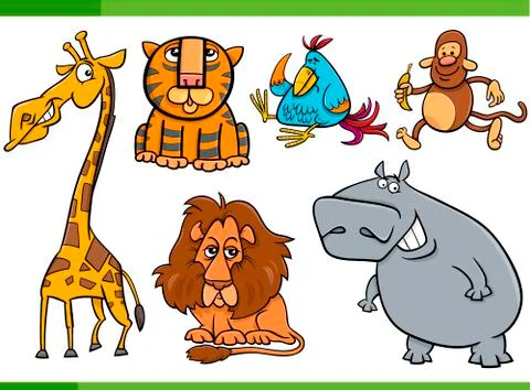 Animals cartoon characters set Stock Illustration