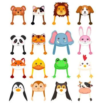 Animals Cartoon Hat Stock Illustration