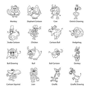 Animals Cartoons Vectors Pack イラスト素材