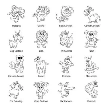 Animals Cartoons Vectors Set イラスト素材