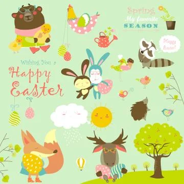 Animals celebrating Easter Illustrazione stock