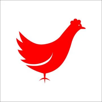 Animals chicken logo vector template red color designs flat Stock Illustration