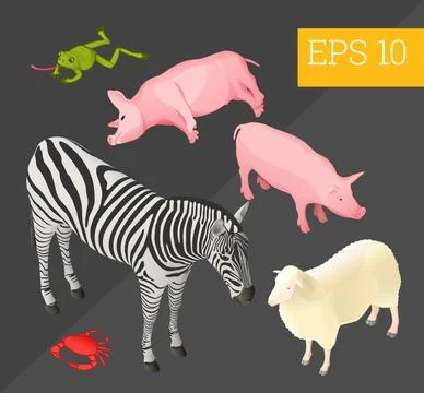 Animals collection isometric vector illustration animals collection with z... Stock Photos