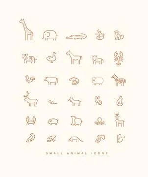 Animals collection set beige Stock Illustration