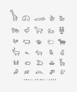 Animals collection set beige Stock Illustration