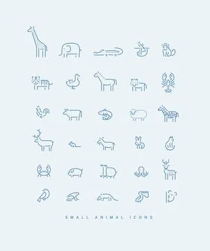 Animals collection set beige Stock Illustration