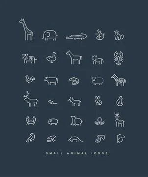 Animals collection set beige Stock Illustration