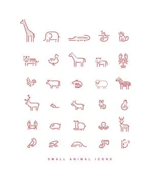 Animals collection set beige Stock Illustration