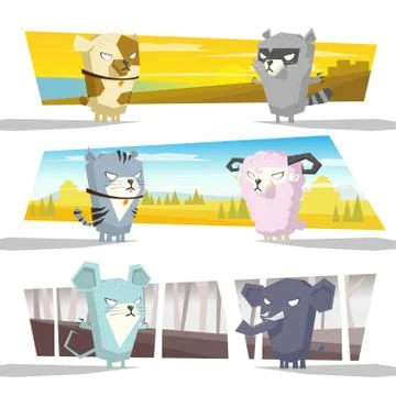 Animals collection team Stock Illustration