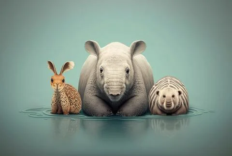 Animals with copy space background. World wildlife day concept. Stock Illustration