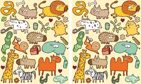 Animals Differences Visual Game Stock Illustration