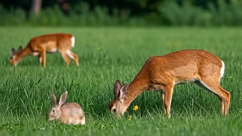 Animals eating in the meadow Stock Footage 311216064