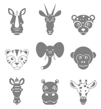 Animals face set. Stock Illustration