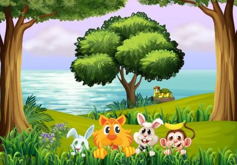 Animals at the forest Stock Illustration