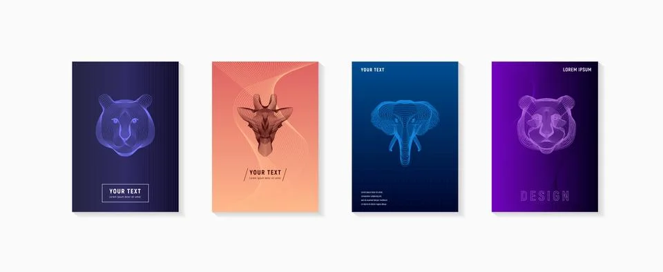 Animals geometric gradient covers Stock Illustration