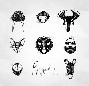 Animals graphic authentic Stock Illustration