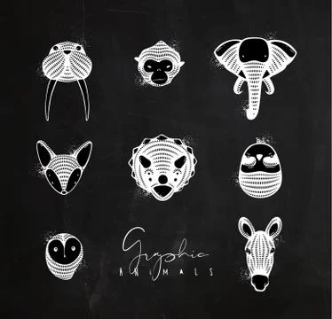 Animals graphic authentic Stock Illustration