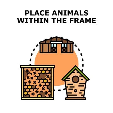Animals habitat within conceptual frame and circle Stock Illustration