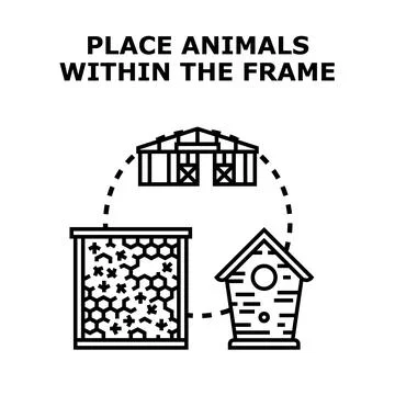 Animals habitat within conceptual frame and circle Stock Illustration